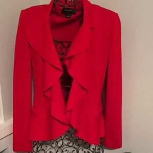 St. John Red knit peplum sweater/ cardigan/blazer